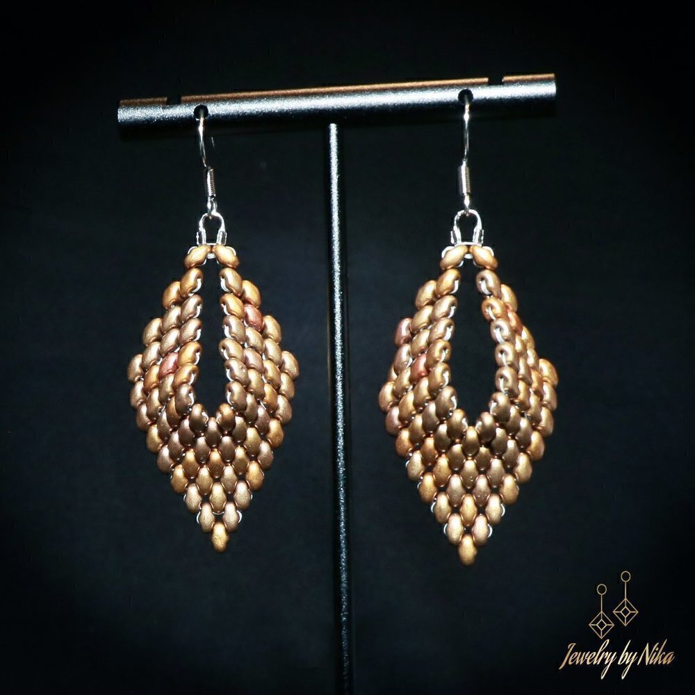 NEW Handmade Traditional Leaf Shaped Gold Rainbow Boho Chic Statement Earrings